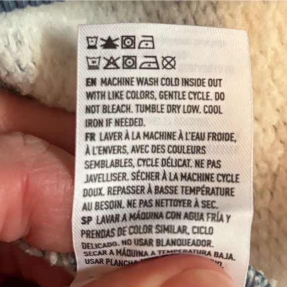 American Eagle AE big hug Henley oversized sweatshirt lived-in blue stripe sz S - Picture 12 of 15